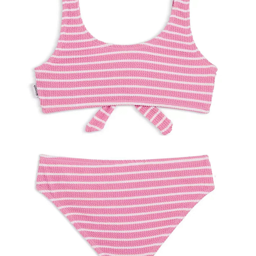 Izy Crinkle Tie Bikini Swimsuit - Pink Stripe