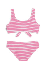 Izy Crinkle Tie Bikini Swimsuit - Pink Stripe