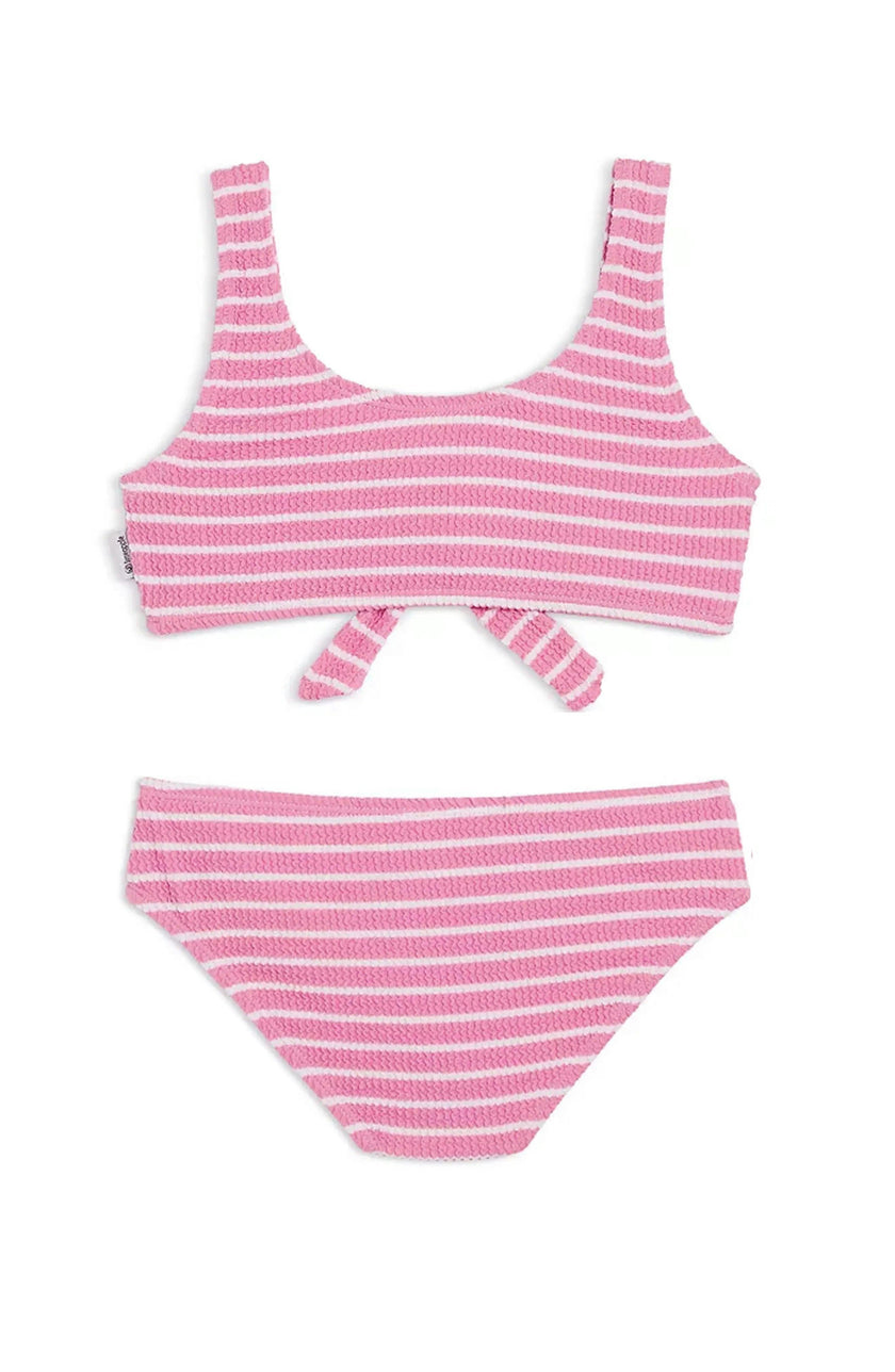 Izy Crinkle Tie Bikini Swimsuit - Pink Stripe