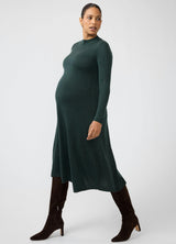 Long Sleeve Fit-and-Flare Sweater Maternity Midi Dress