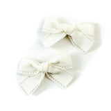 Halo Luxe Esmae Lace Trimmed Linen Double Clip Set - White