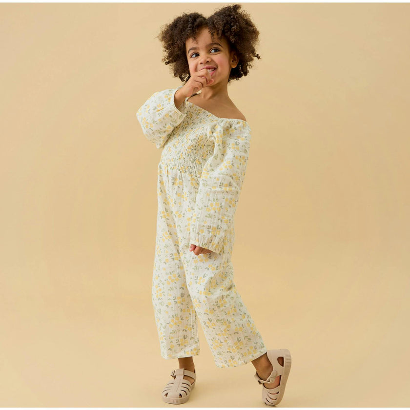 Floral Muslin Smocked Jumpsuit