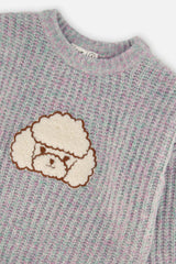 Poodle Sweater Pale Turquoise And Lilac