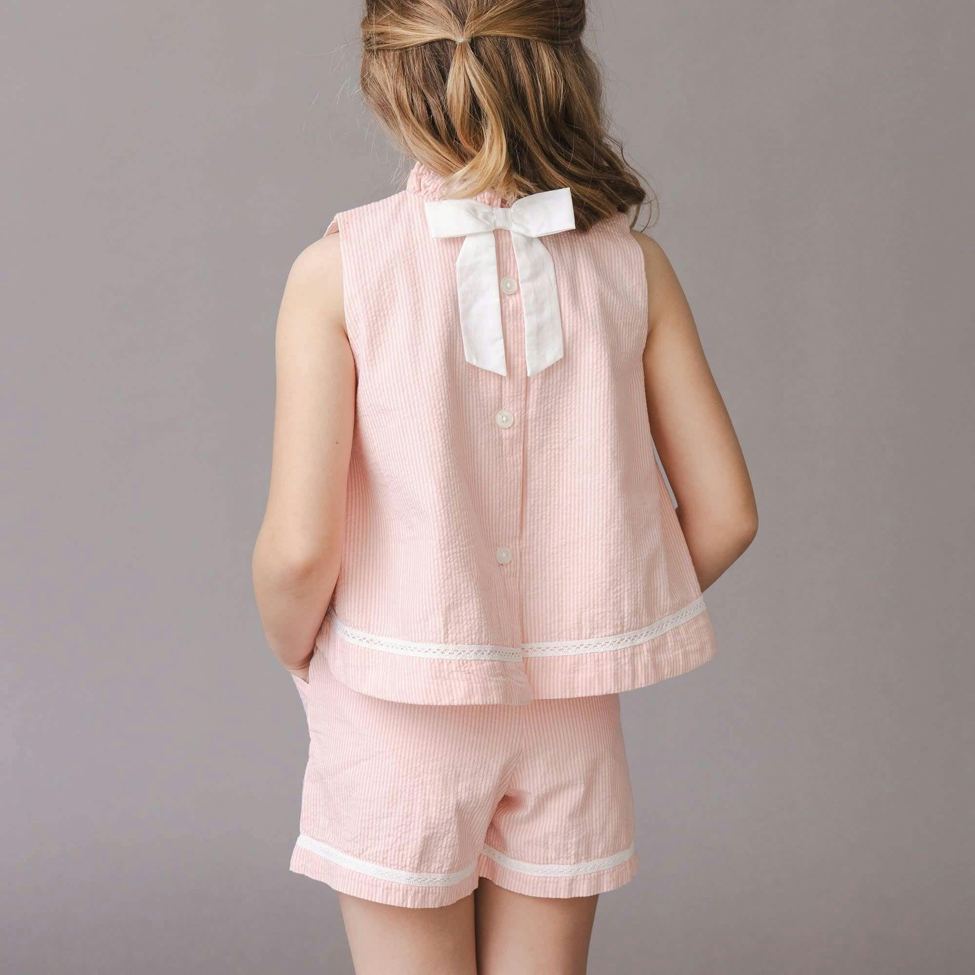 Organic Seersucker Pull-On Short, Pink