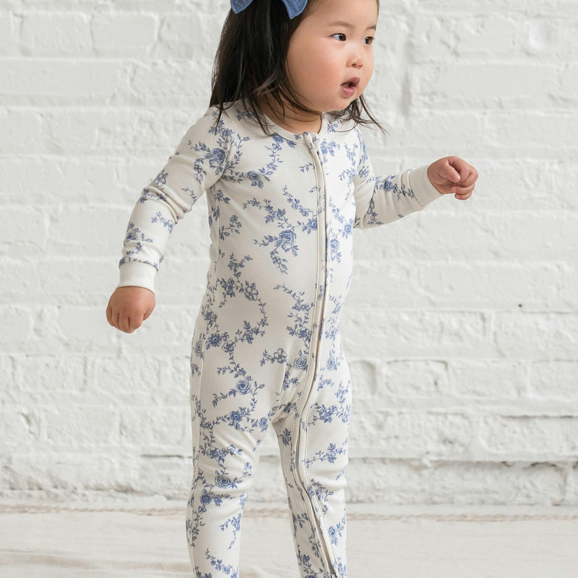 Peyton Zipper Sleeper Wave Stripe / Rain