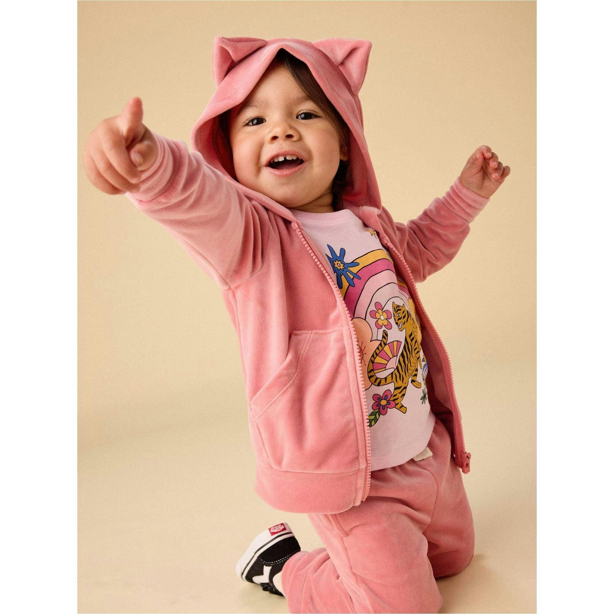 Ears Velour Hoodie, Purple