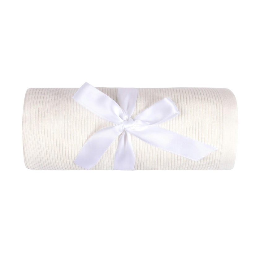 Ribbed Knit Blanket Ecru