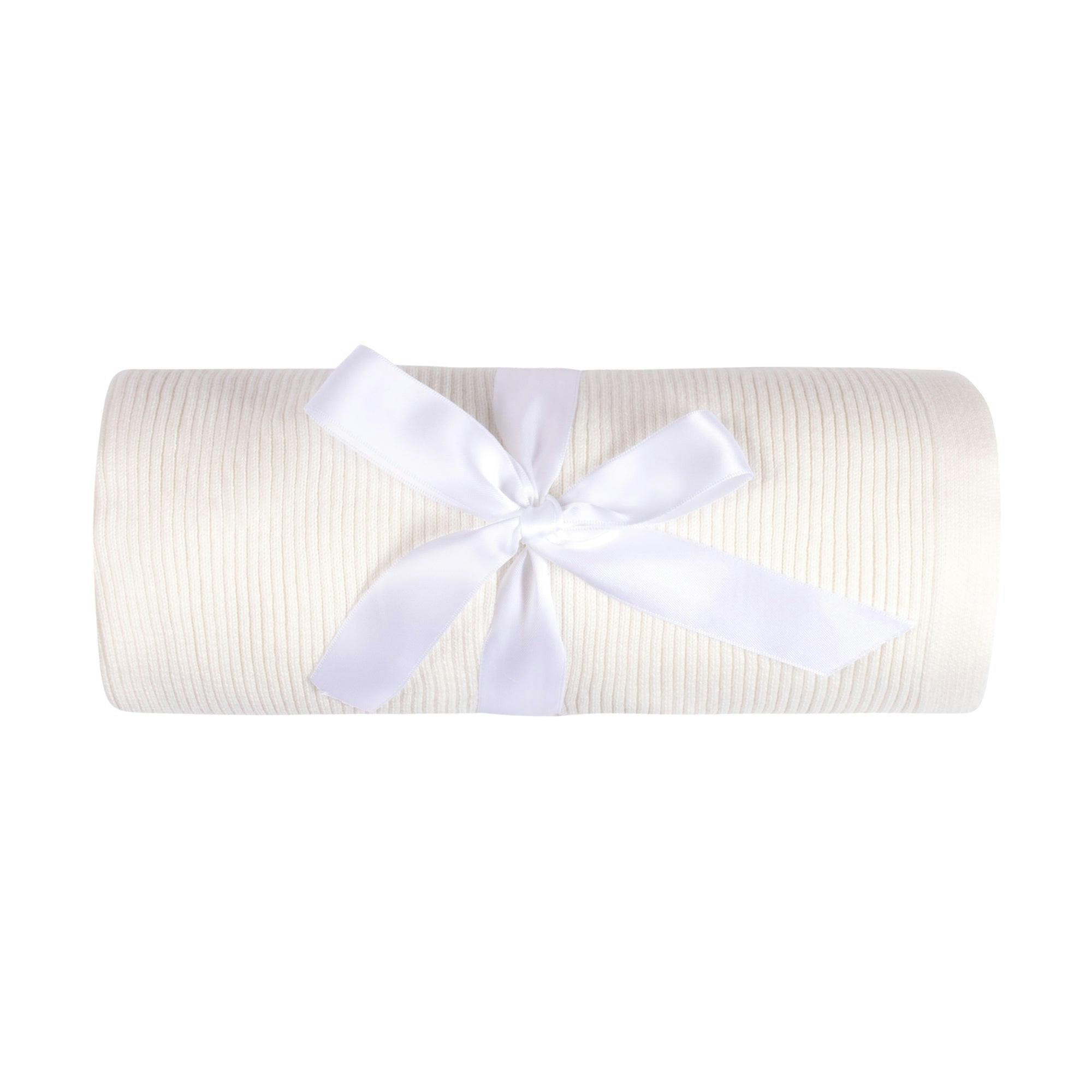 Ribbed Knit Blanket Ecru