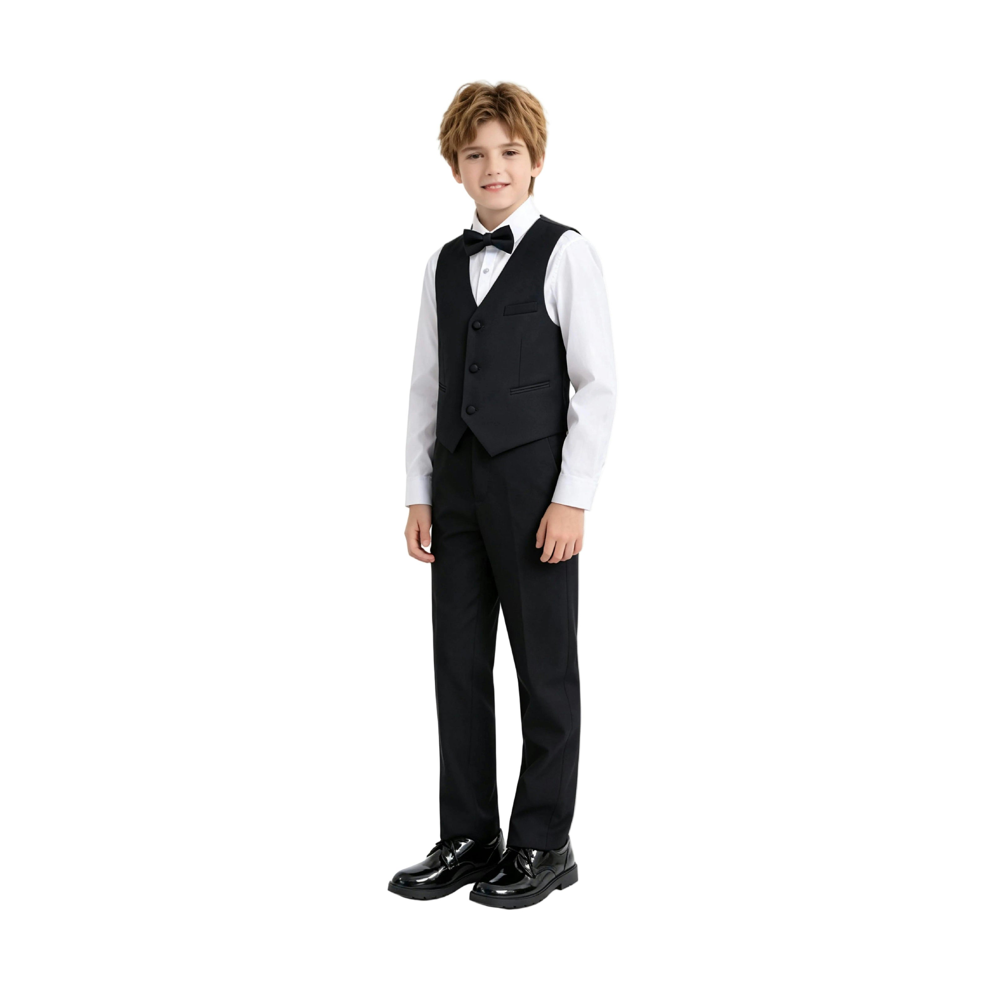 Black Serge Formal Vest & Bow Tie Suit Set