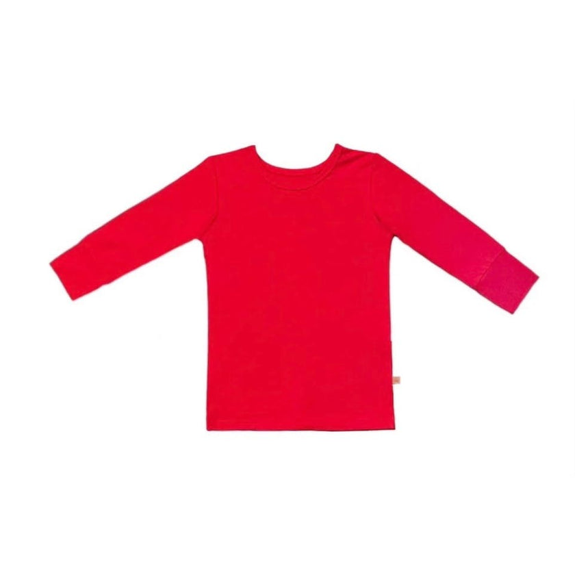 Bamboo Solid Long Sleeve T-Shirt in Cherry Red