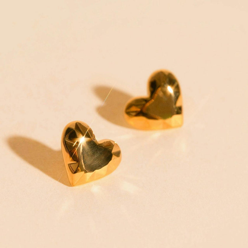 Geometric Heart Stud Earrings