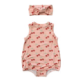Baby Girl Bubble Bodysuit Set in Cherries