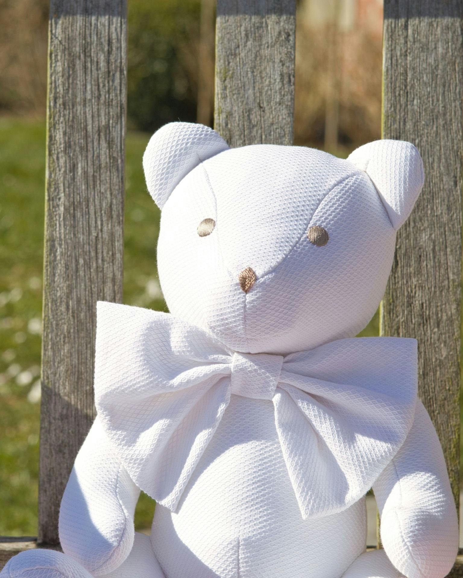 Prince of Wales Bear in Pink Pique Cotton