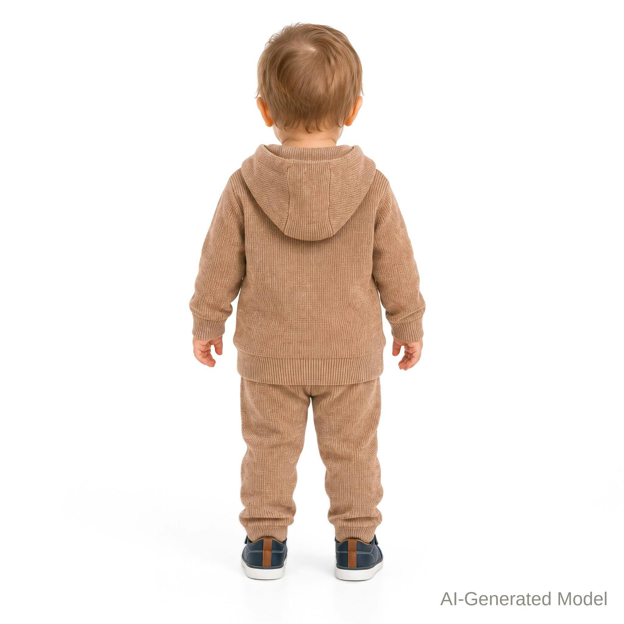 Infant Boys Hooded Sweater Knit Set | Thanksgiving Patches - Beige