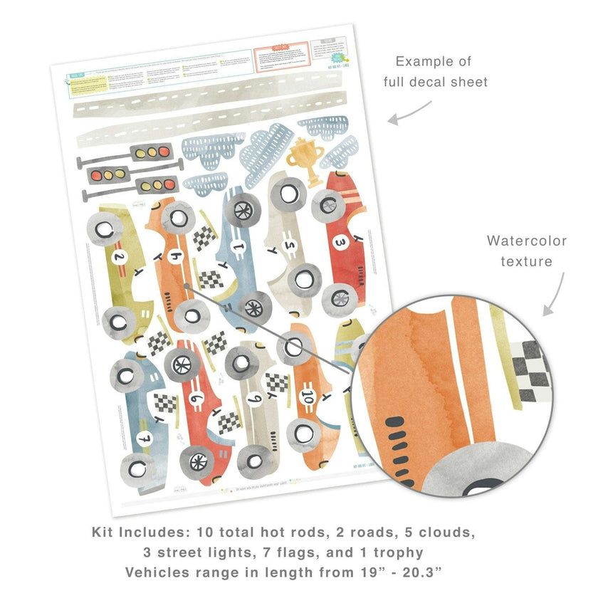 Hot Rod Kit • Large • Peel-and-Stick Wall Decals