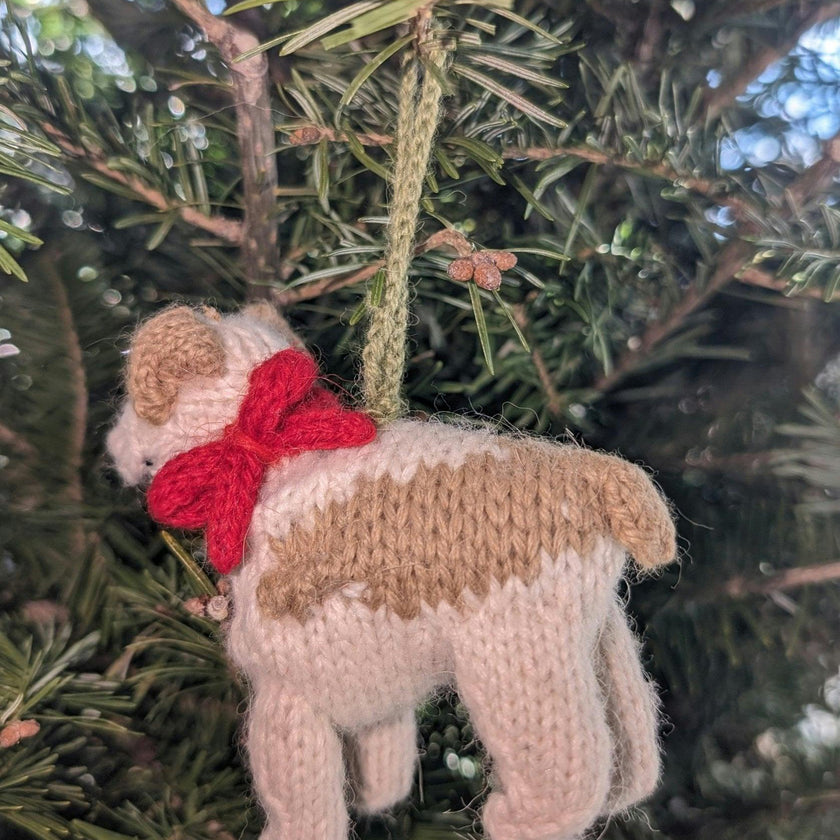 Bulldog Dog Hand Knit Christmas Ornament Arcadia Home