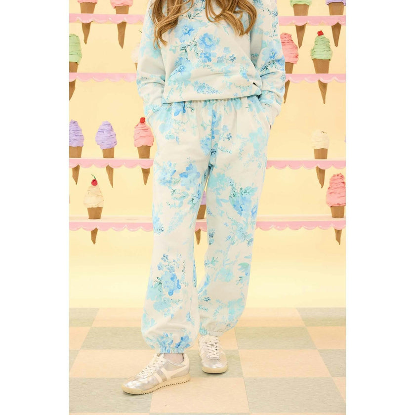 Kian Jogger Sweatpants in Blue Aquarelle Fleur