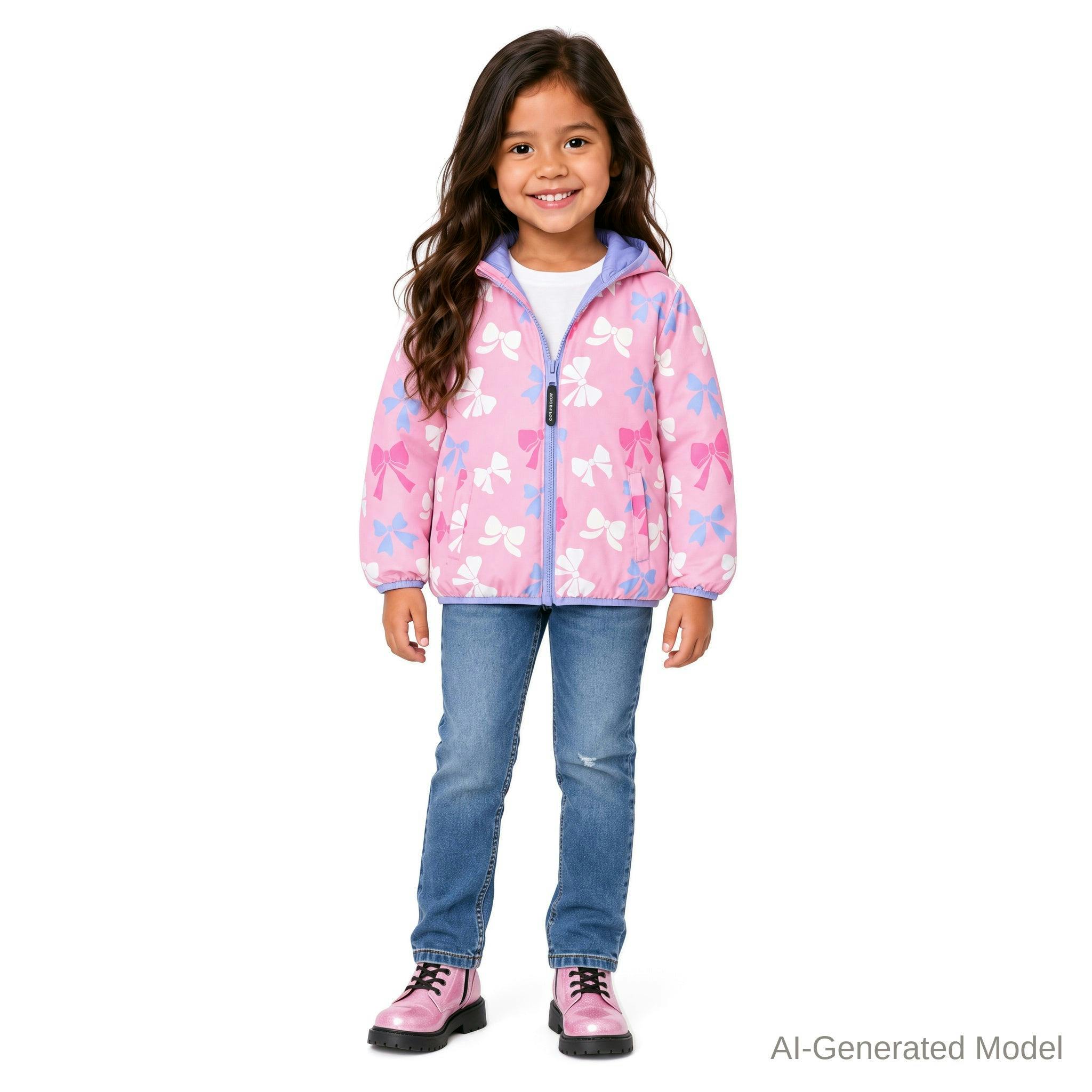 Reversible Color-Changing Puffer Jacket | Pink Bows