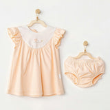 Pink Spring Birds Ruffle Dress