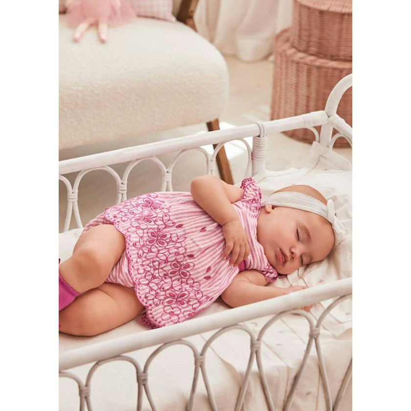 Pink Tulip Rose Embroidered Dress