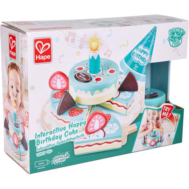 Hape: Interactive Happy Birthday Cake&nbsp;- 16pc Light & Sound Wooden Toy