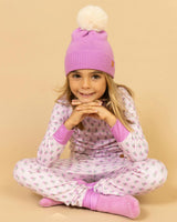 Kids Base Layer Set in Pink Marigold