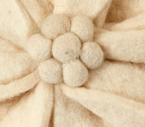 Hand Felted Wool Pillow - Cream 3D Flower Cream, 20" Arcadia Home