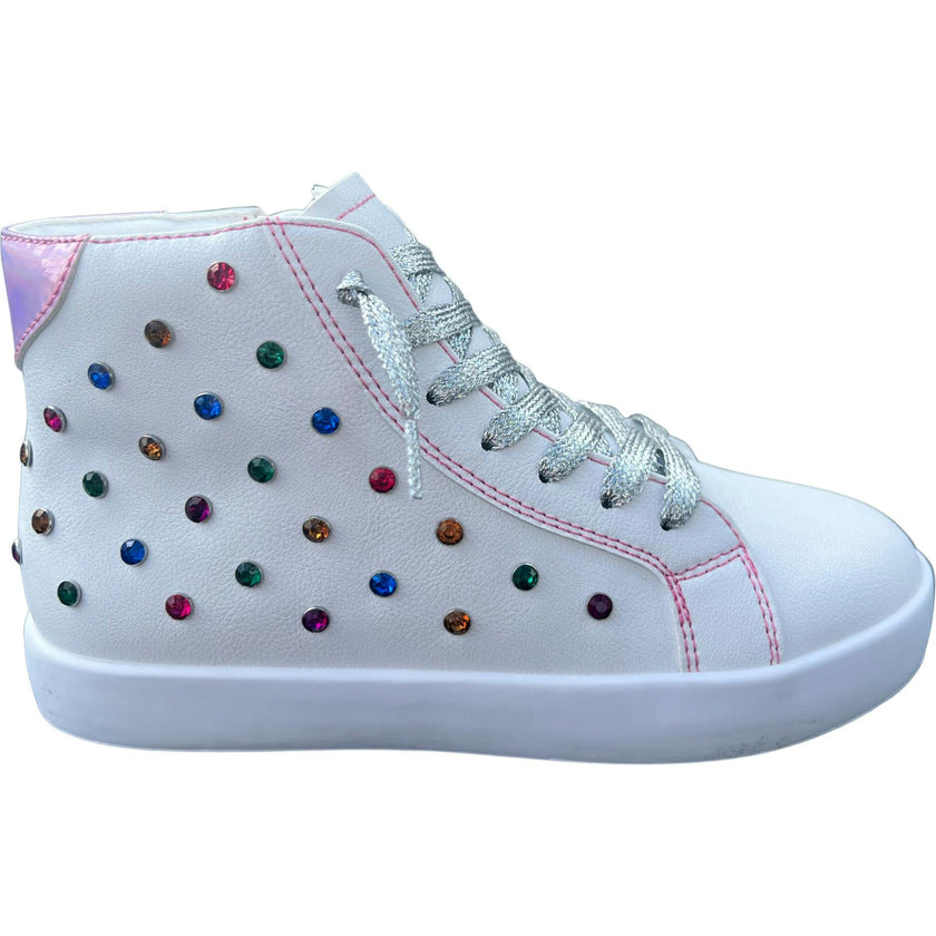 Bowie Gems Hightop Sneaker, White