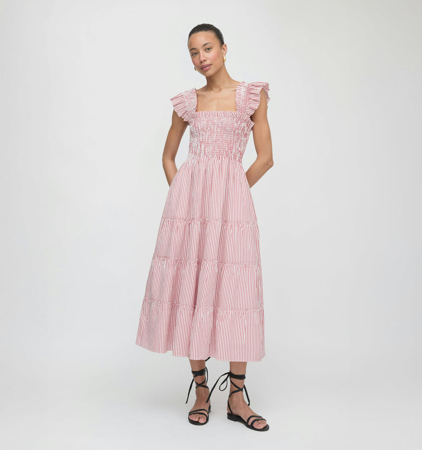 The Ellie Nap Dress - Red Ticking Stripe