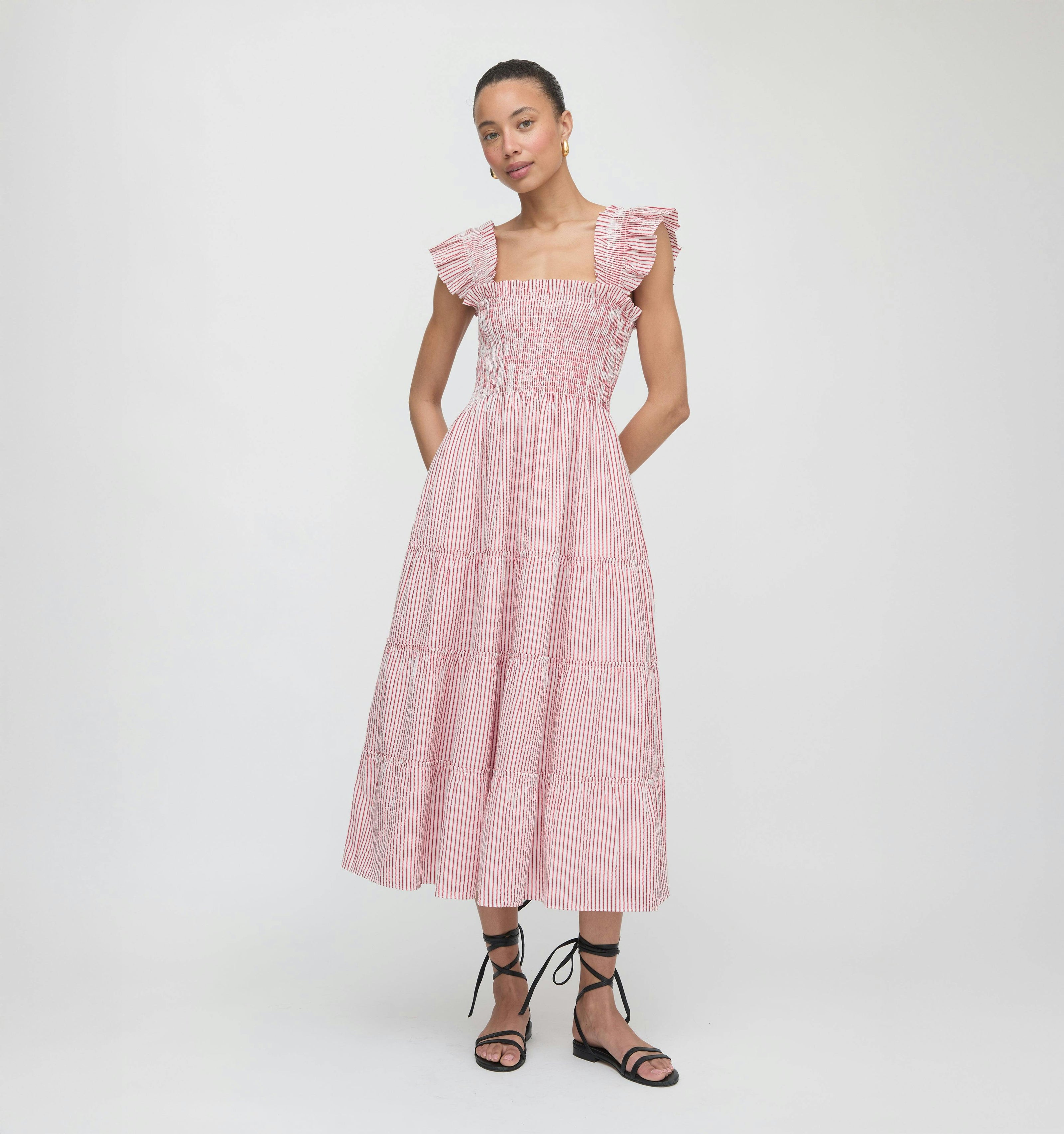 The Ellie Nap Dress - Red Ticking Stripe