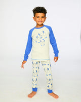 Organic Cotton Two-Piece Pyjama Set Grey Mix Monster Print