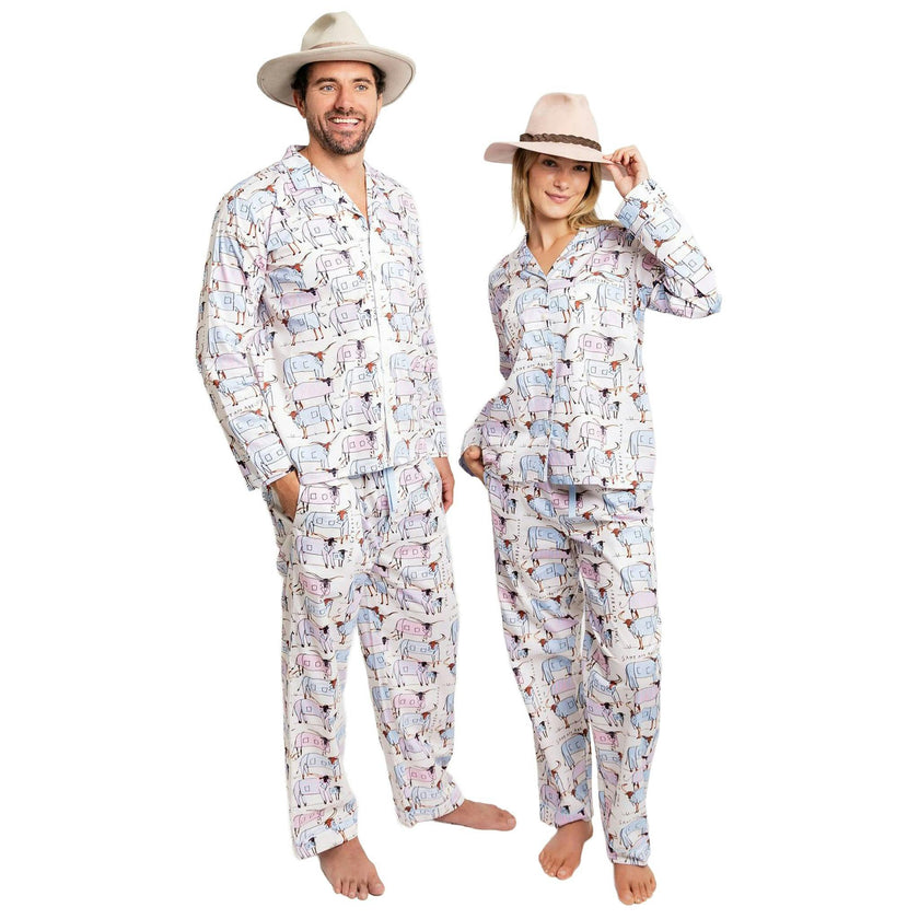 Women's Drawbertson Longhorns Long PJ Set - Organic Cotton Poplin