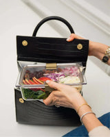 Medium Stylish, Chic Insulated Lunchbox, Black Croc