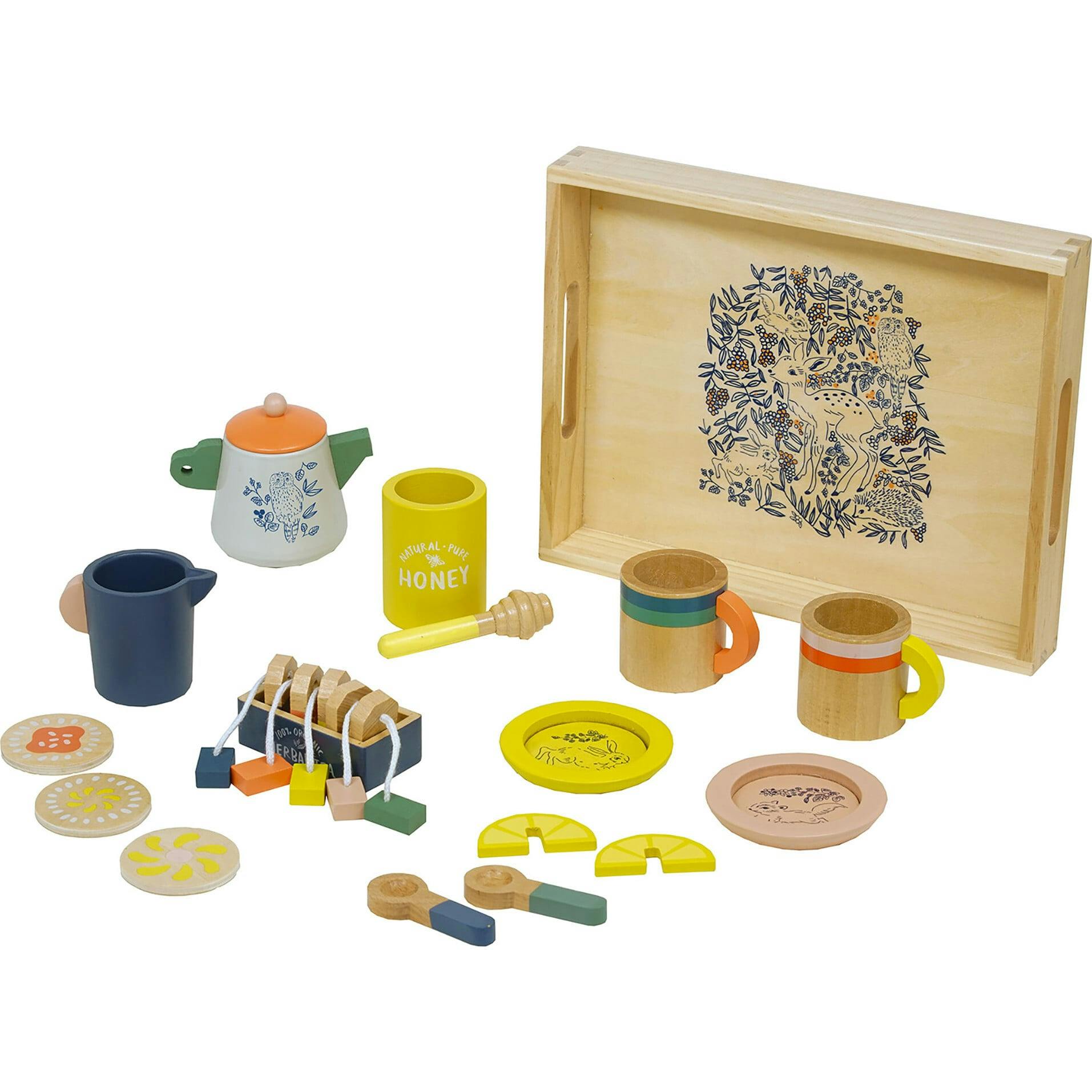 Flora & Fauna 23-Piece Wooden Tea Set