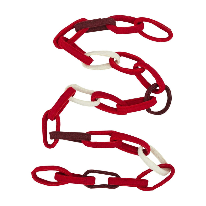 Hand Felted Wool Christmas Garland and Bunting - Loop Chain Red - 6'