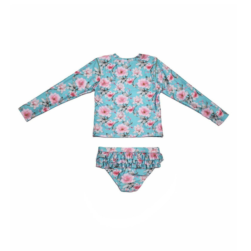 Girls 2-Piece Rashie Set – Long Sleeve & Frill Bottoms (Meadowlight)
