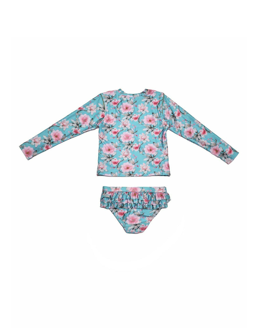 Girls 2-Piece Rashie Set – Long Sleeve & Frill Bottoms (Meadowlight)