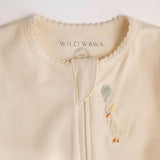 Pima Embroidered Footless Sleeper in Goose