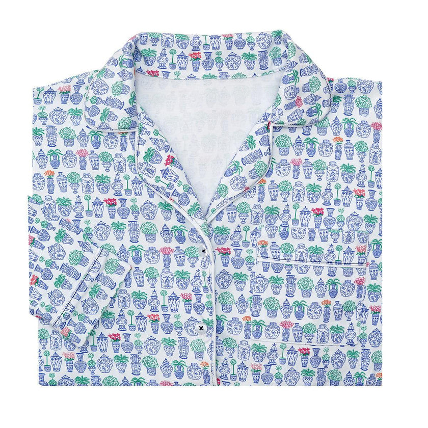 Ginger Jars Women’s Button Front Long Pajama Set
