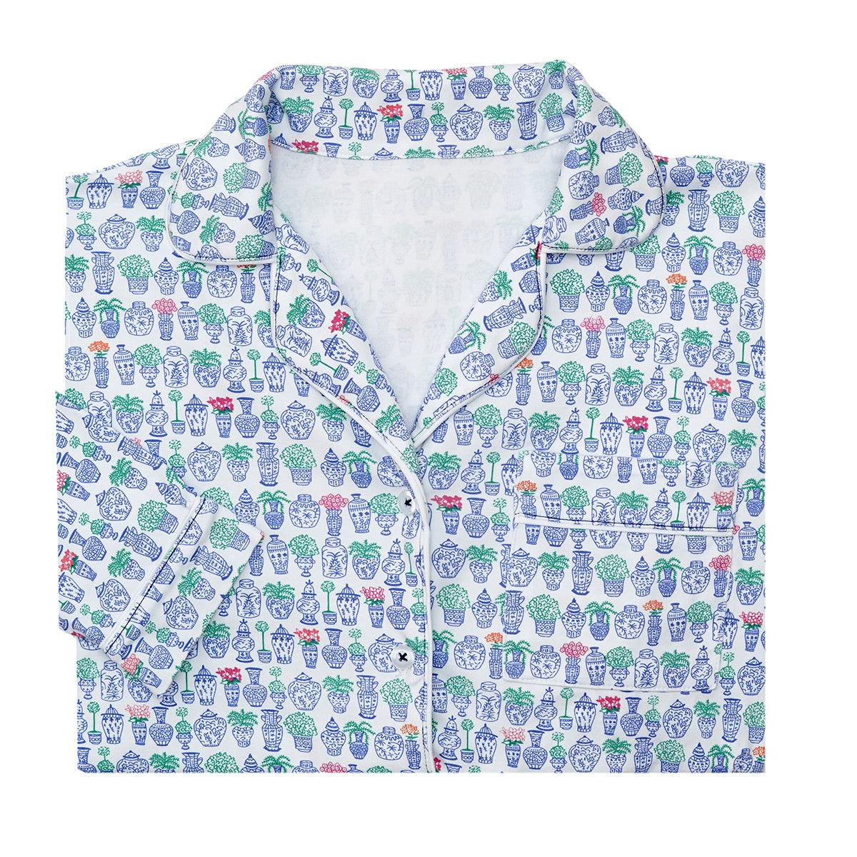 Ginger Jars Women’s Button Front Long Pajama Set