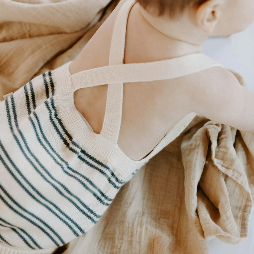 Organic Cotton Stripe Knit Bubble Romper