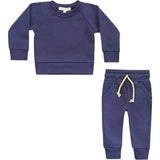 Crewneck Terry Jogger Pant Sweatsuit Set, Indigo
