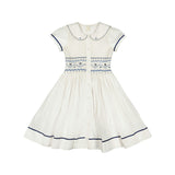 Riviera White Short Sleeve Smocked Dress