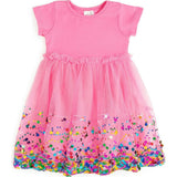 Raspberry Confetti Short Sleeve Tutu Dress