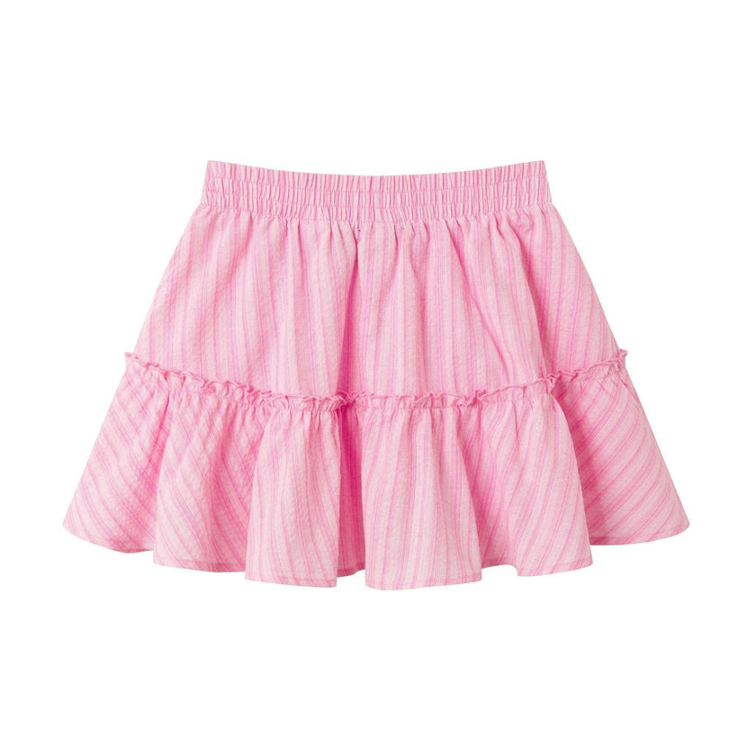 Tween Girl Smocked Top & Skirt Set | Pink Stripe