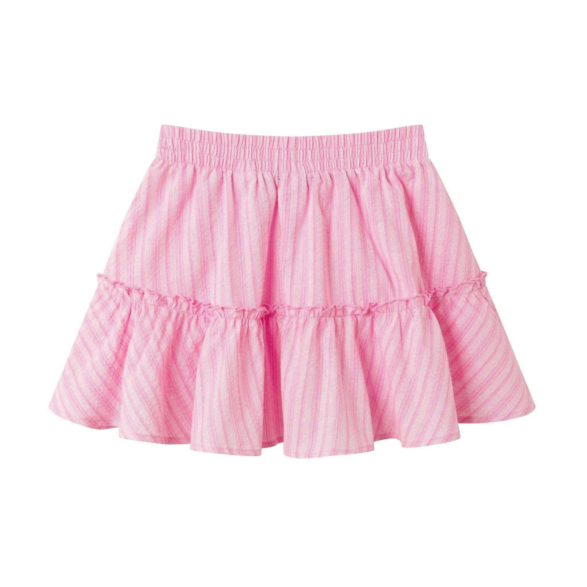 Tween Girl Smocked Top & Skirt Set | Pink Stripe