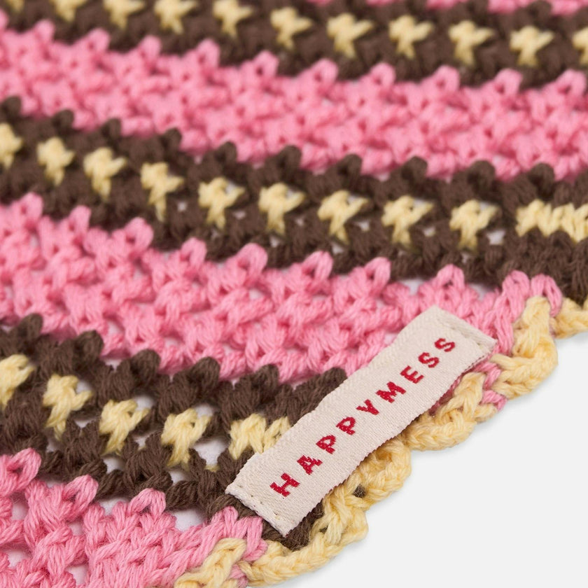 organic cotton crochete bandana - blush caramel