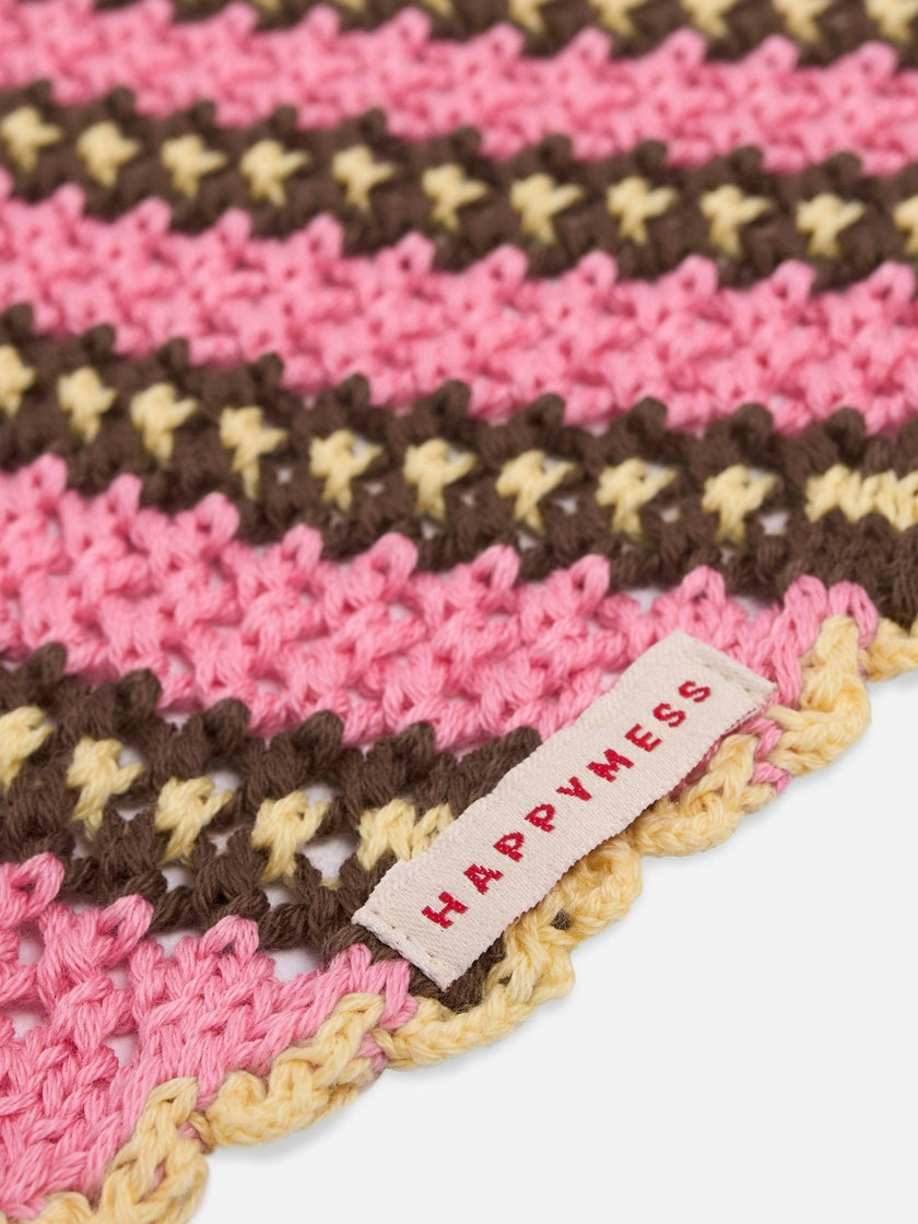 organic cotton crochete bandana - blush caramel