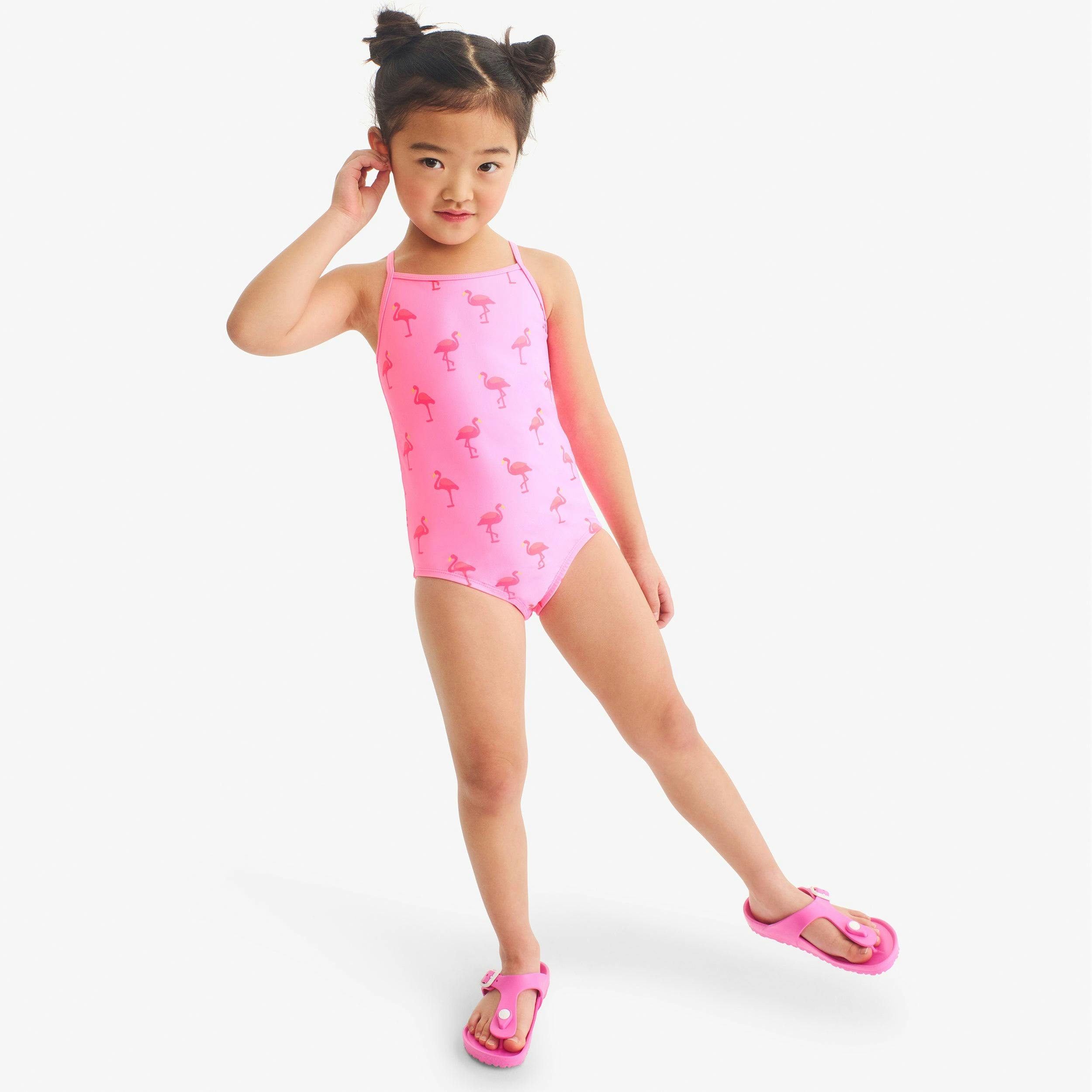 Kids swimsuit in flamingos