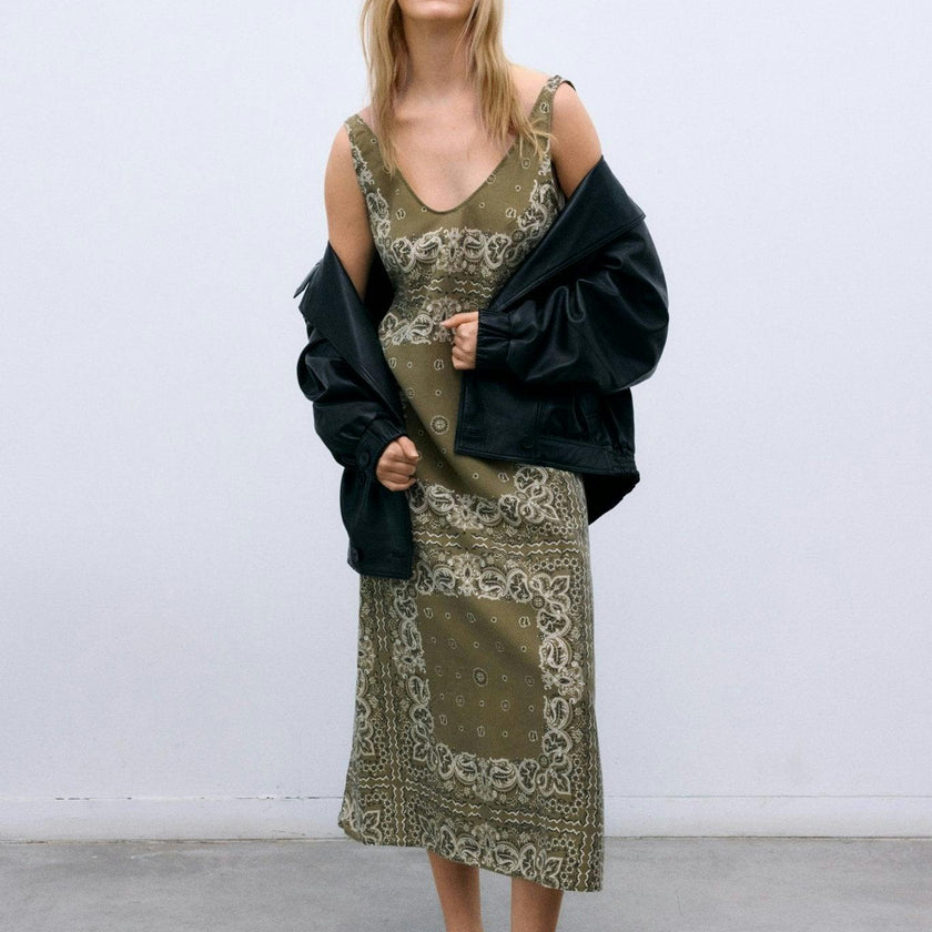 Waterlily Woman Dress Bandana Print